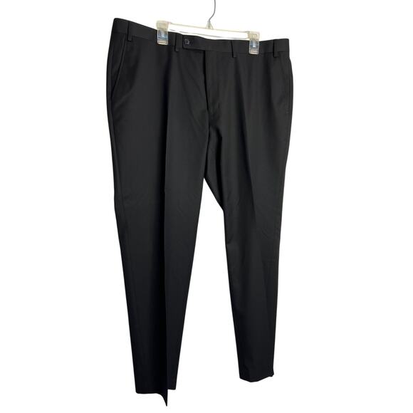 Van Heusen Mens Size 40x30 Black Flat Front Polyester Dress Pants - Picture 1 of 9